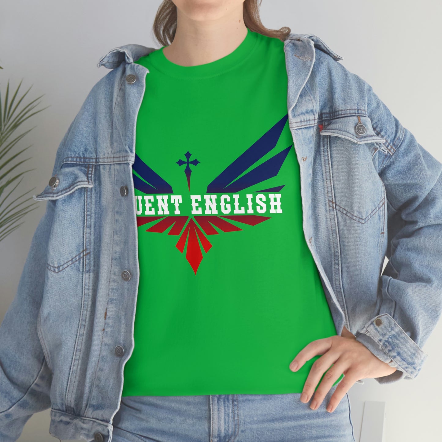 Fluent English 4 xl and 5 xl in patriot color  design MULTI SHIRT COLOR CHOICES